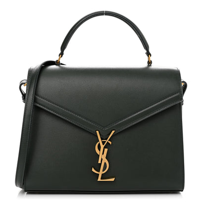 Saint Laurent Grain de Poudre Medium Classic Monogram Cassandra Top Handle Dark Green 1 of 14