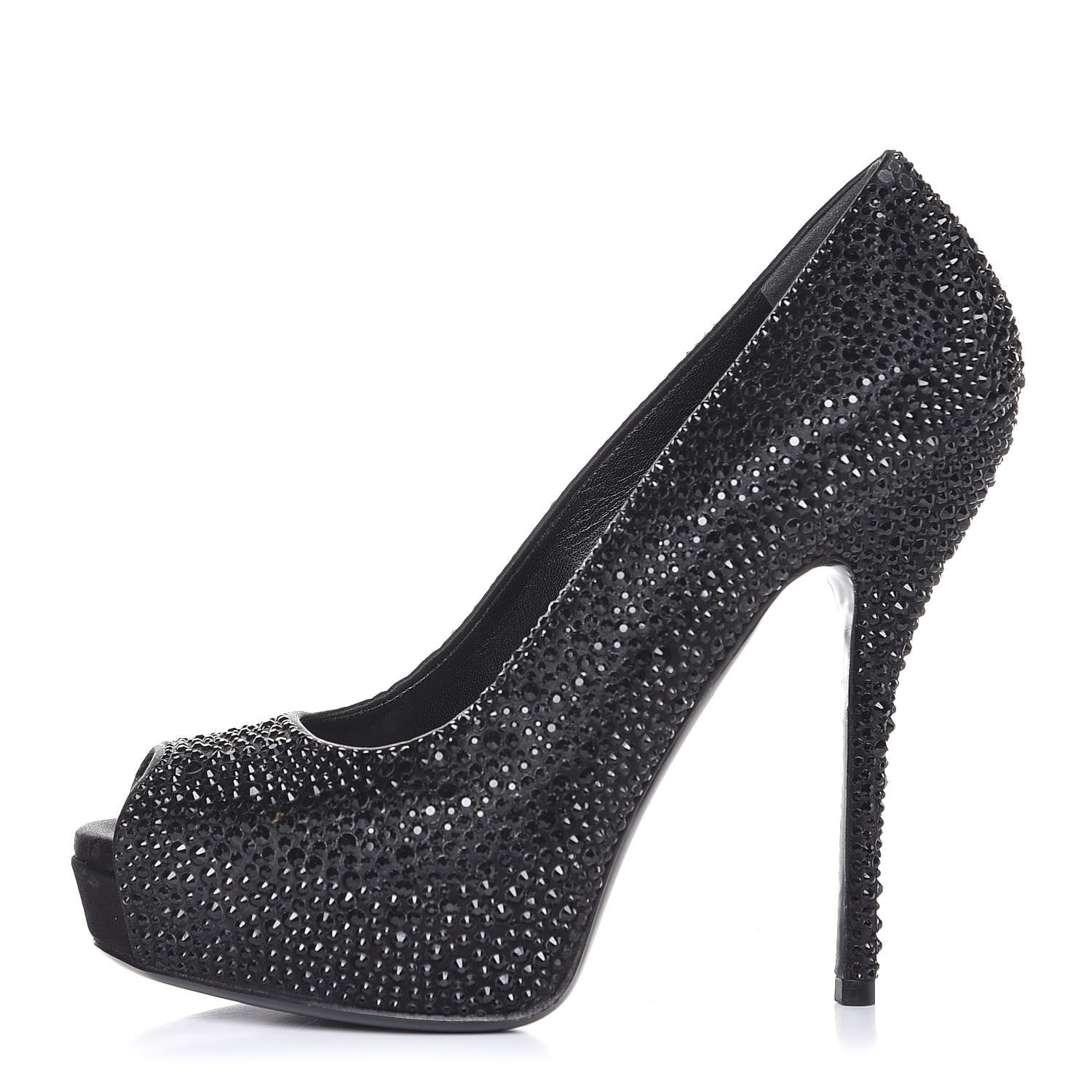 Gucci Satin Strass Embroidered Sofia Etoile Peep Toe Pumps 36 Black 1 of 10