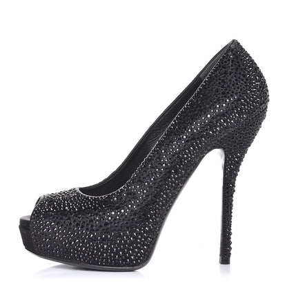 Gucci Satin Strass Embroidered Sofia Etoile Peep Toe Pumps 36 Black 1 of 10
