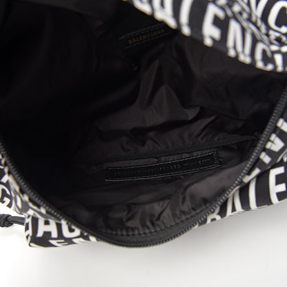 Balenciaga Nylon Wave Logo Print Wheel Beltpack Black White 4 of 9