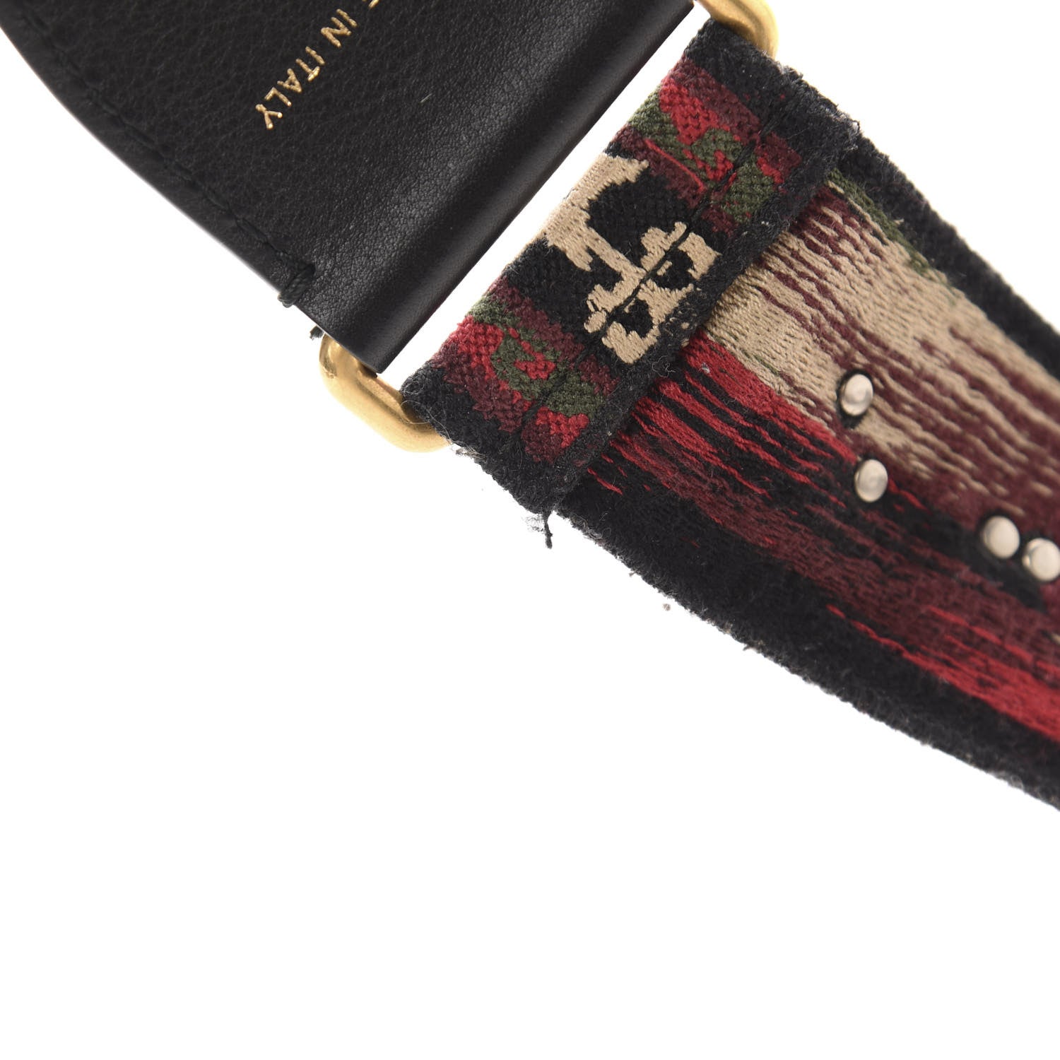 Christian Dior Canvas Embroidered Studded Bohemian Shoulder Strap Red 3 of 5