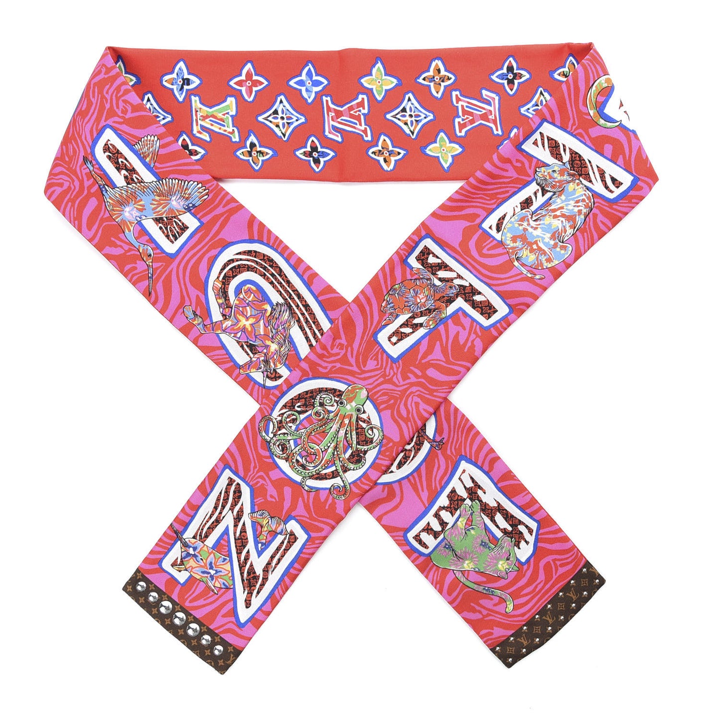 Silk Monogram ABC Bandeau Rose Pop