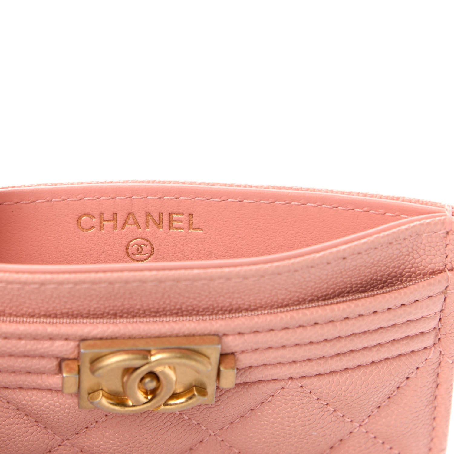 Chanel Caviar Quilted Boy Card Holder Light Pink 6 of 9