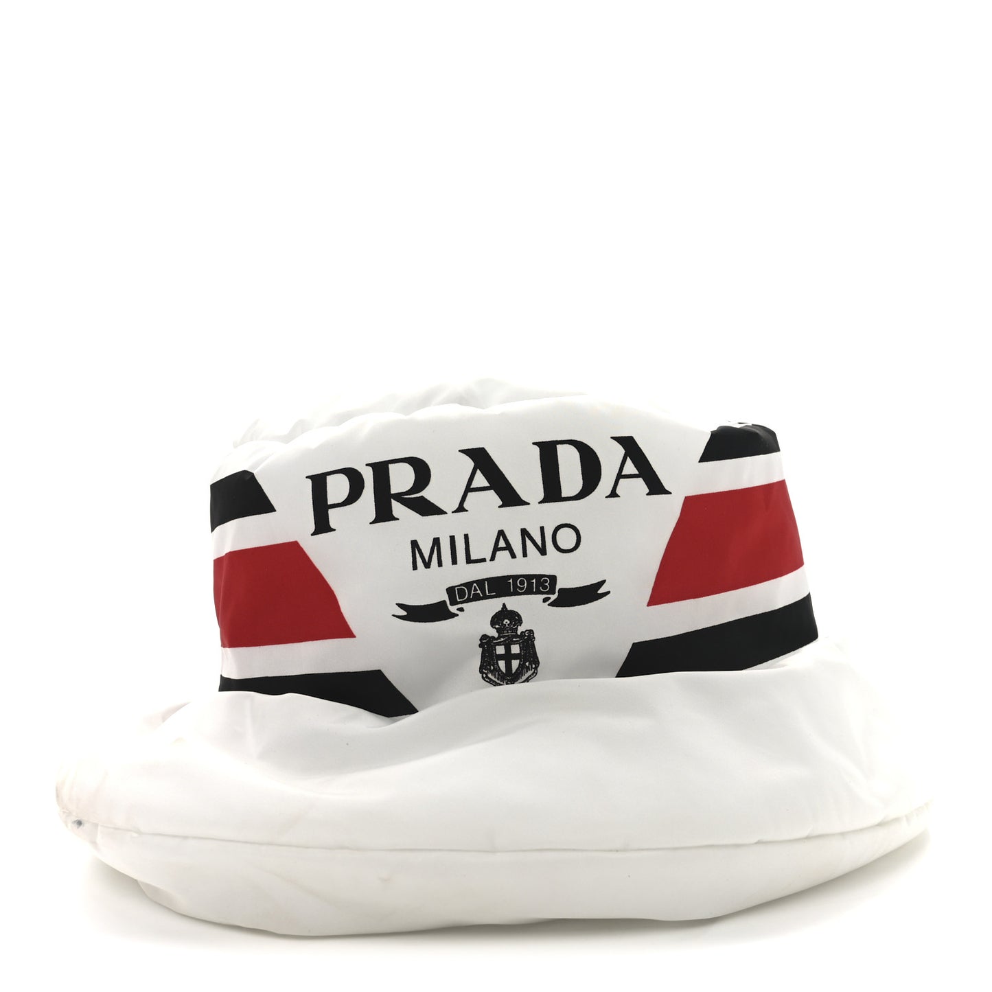 Re-Nylon Triangle Logo Padded Mens Bucket Hat M White Rosso