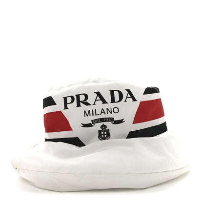 Prada Re-Nylon Triangle Logo Padded Mens Bucket Hat M White Rosso 3 of 9
