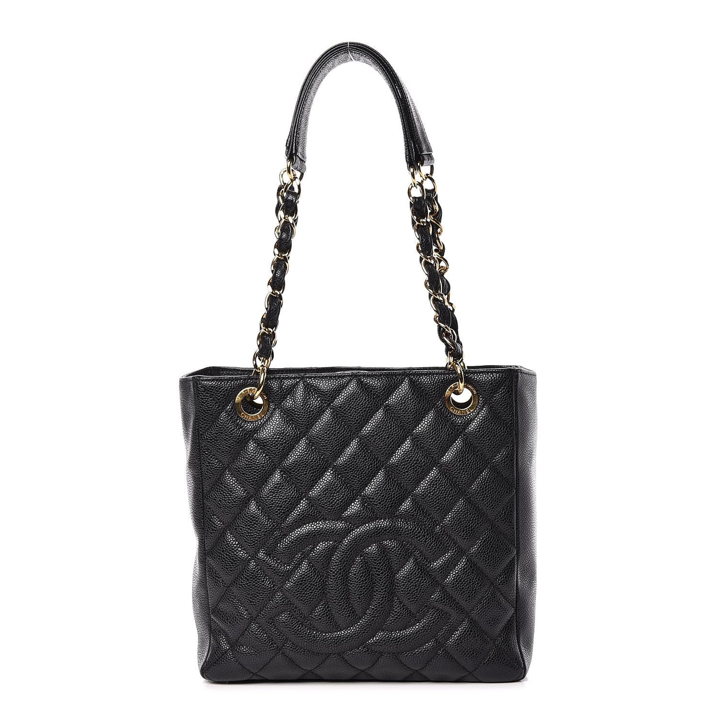 Caviar Quilted Petit Shopping Tote PST Black
