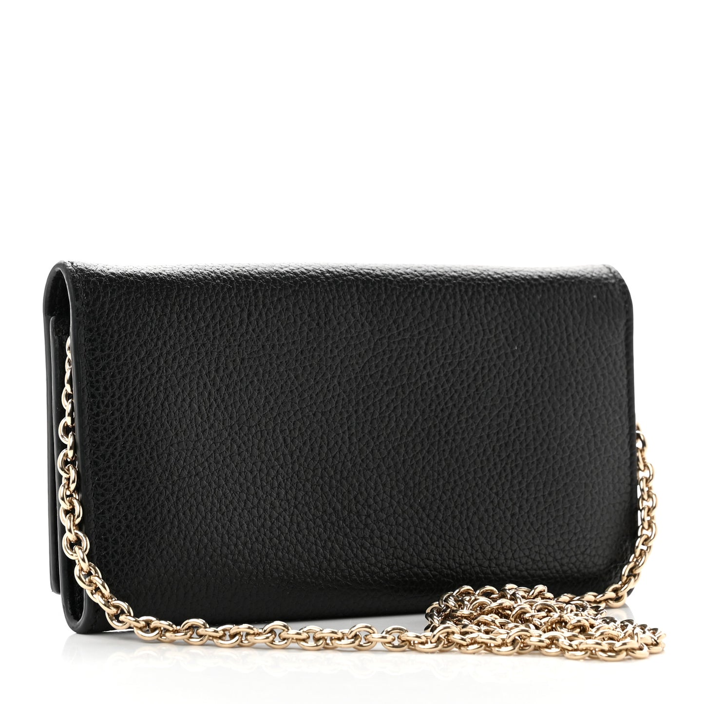 Calfskin City Wallet On Chain Black