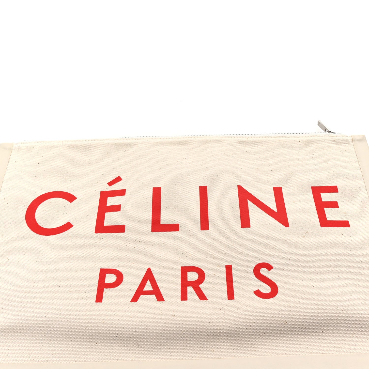 Celine Cotton Canvas Calfskin Made In Large Pouch Red 6 of 8