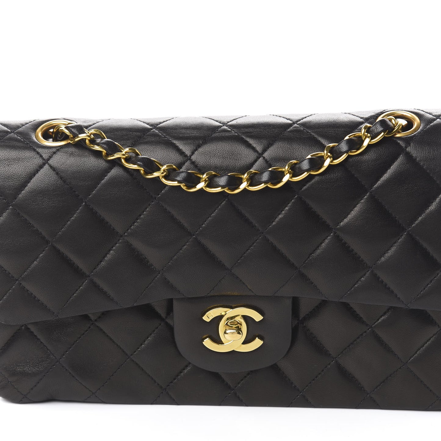 Lambskin Quilted Small Double Flap Black