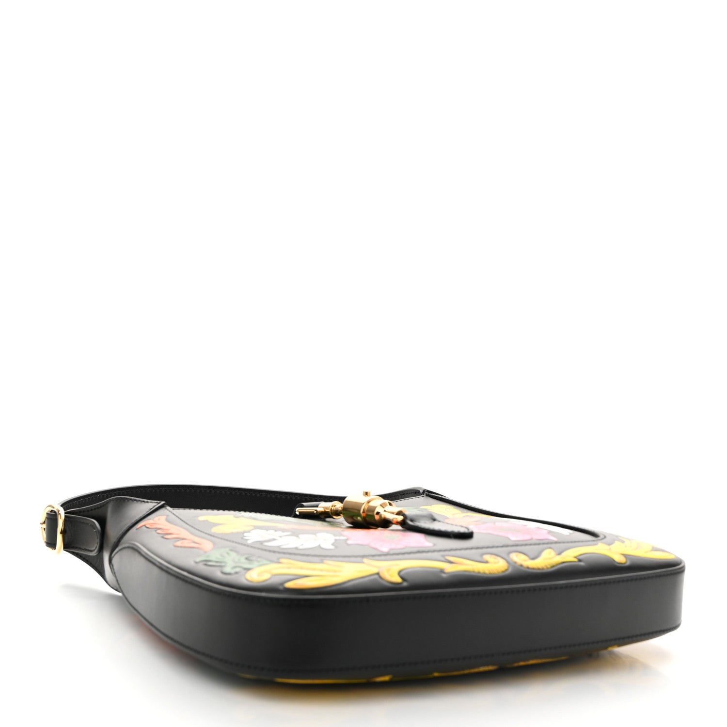 Gucci Calfskin Floral Small Jackie 1961 Hobo Black 4 of 10