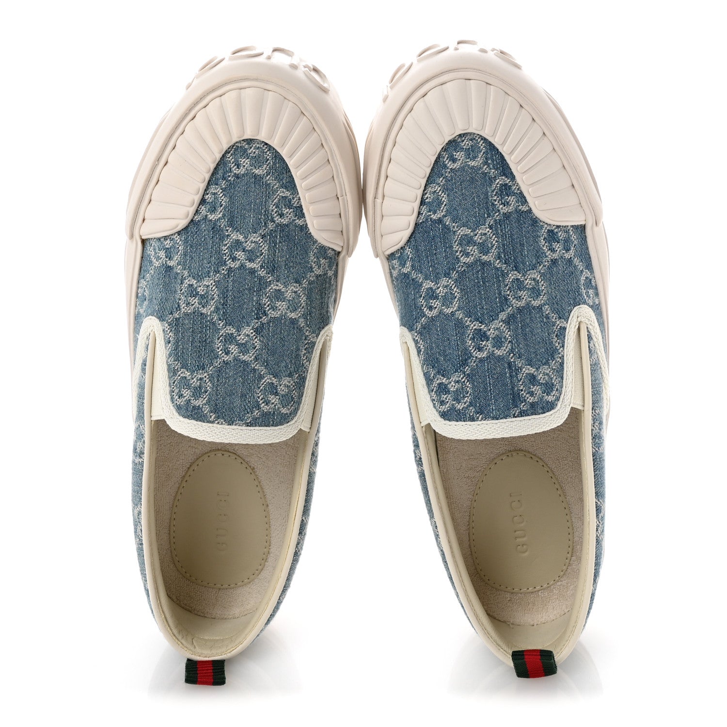 Gucci GG Denim Monogram Womens Slip On Sneakers 37 Light Blue Royale 2 of 10
