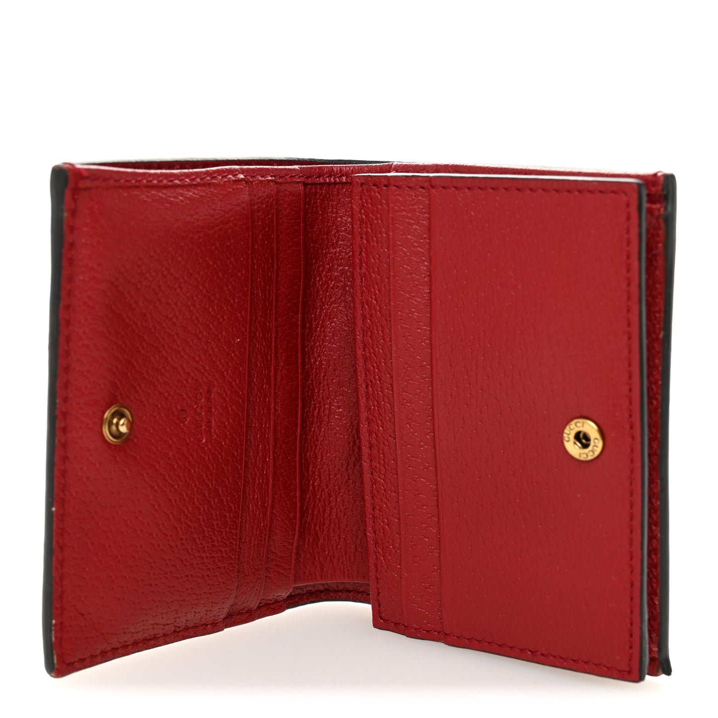GG Supreme Monogram Web Queen Margaret Card Case Wallet Red