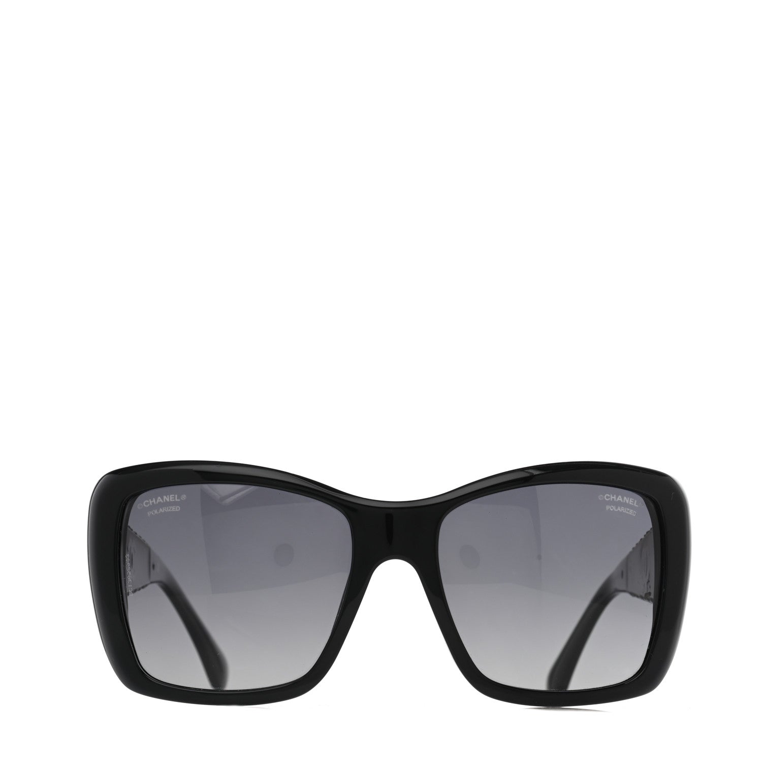 Chanel Crystal Polarized CC Square Sunglasses Black 2 of 6