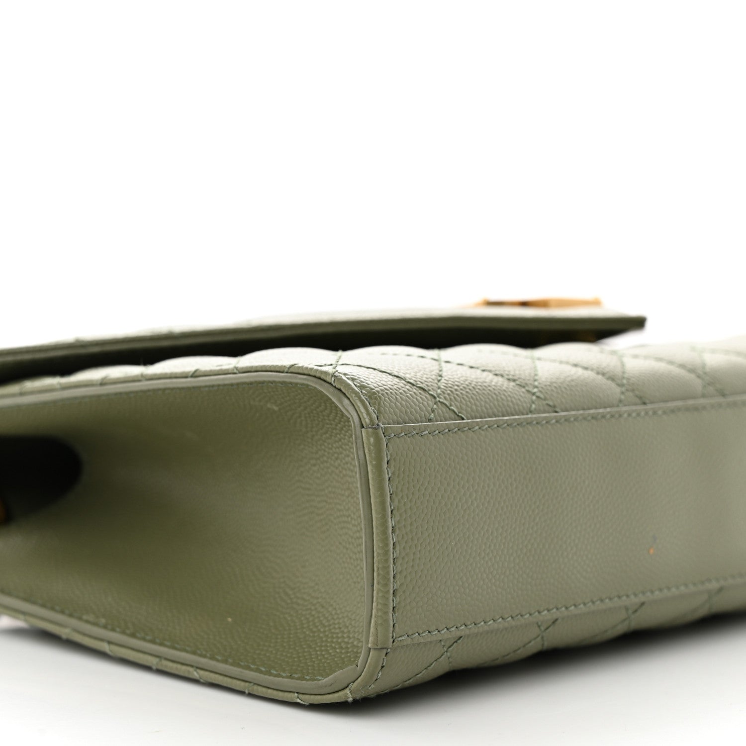 Saint Laurent Grain De Poudre Textured Mixed Matelasse Medium Triquilt Monogram Satchel Vert Kaki 8 of 17
