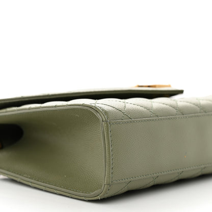 Saint Laurent Grain De Poudre Textured Mixed Matelasse Medium Triquilt Monogram Satchel Vert Kaki 8 of 17
