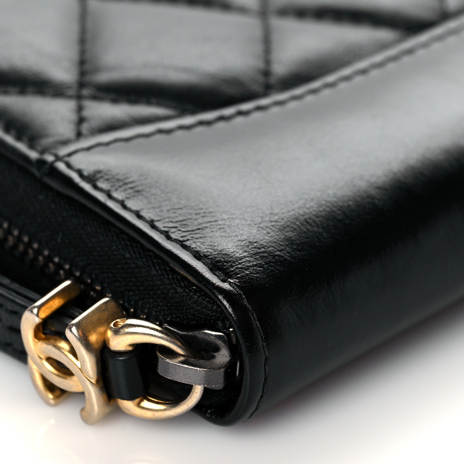 Chanel Aged Calfskin Quilted Small Gabrielle Zip Around Wallet Black 8 of 10