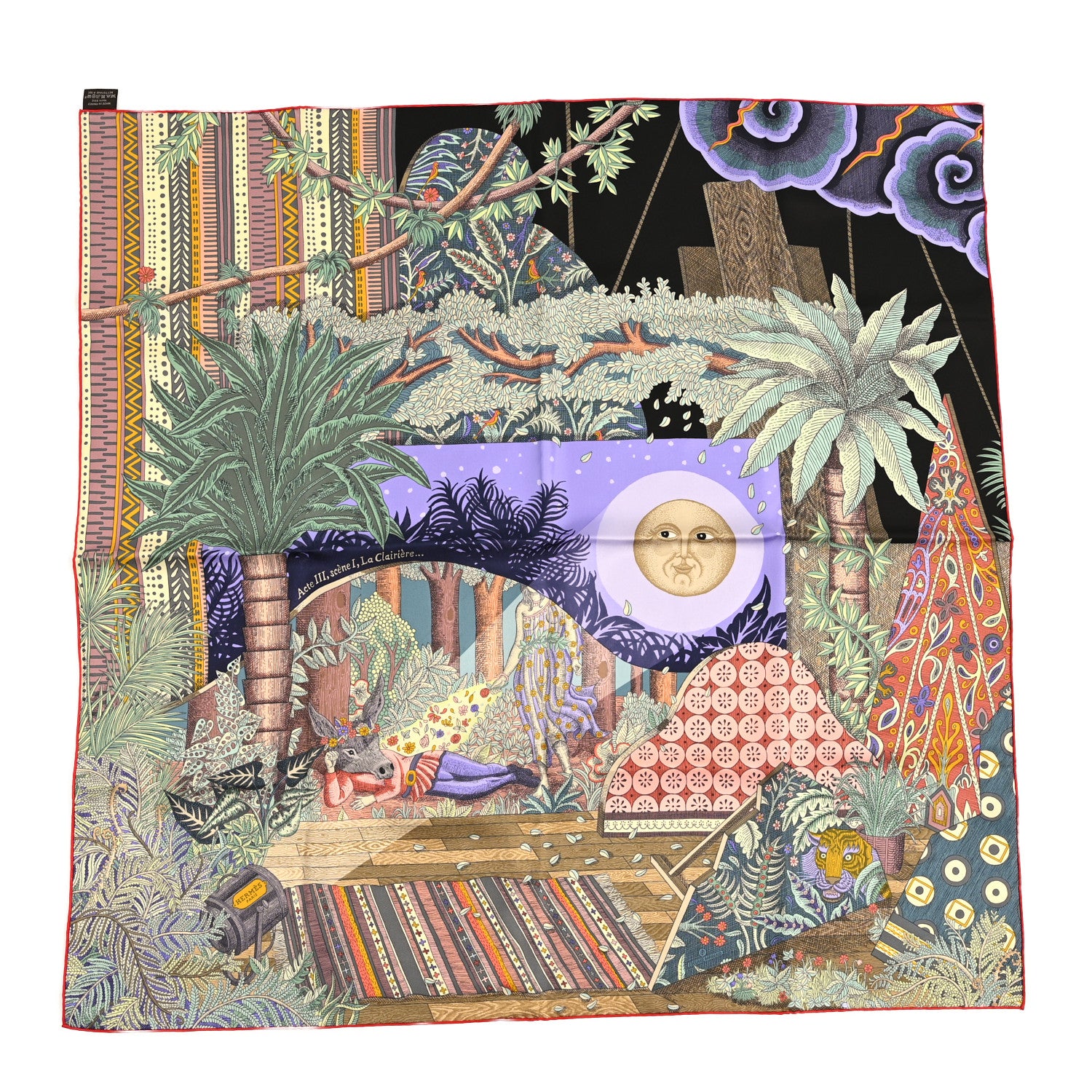Hermes Silk Acte III Scene I La Clairiere Scarf 90   Black Bleu Vert 1 of 3