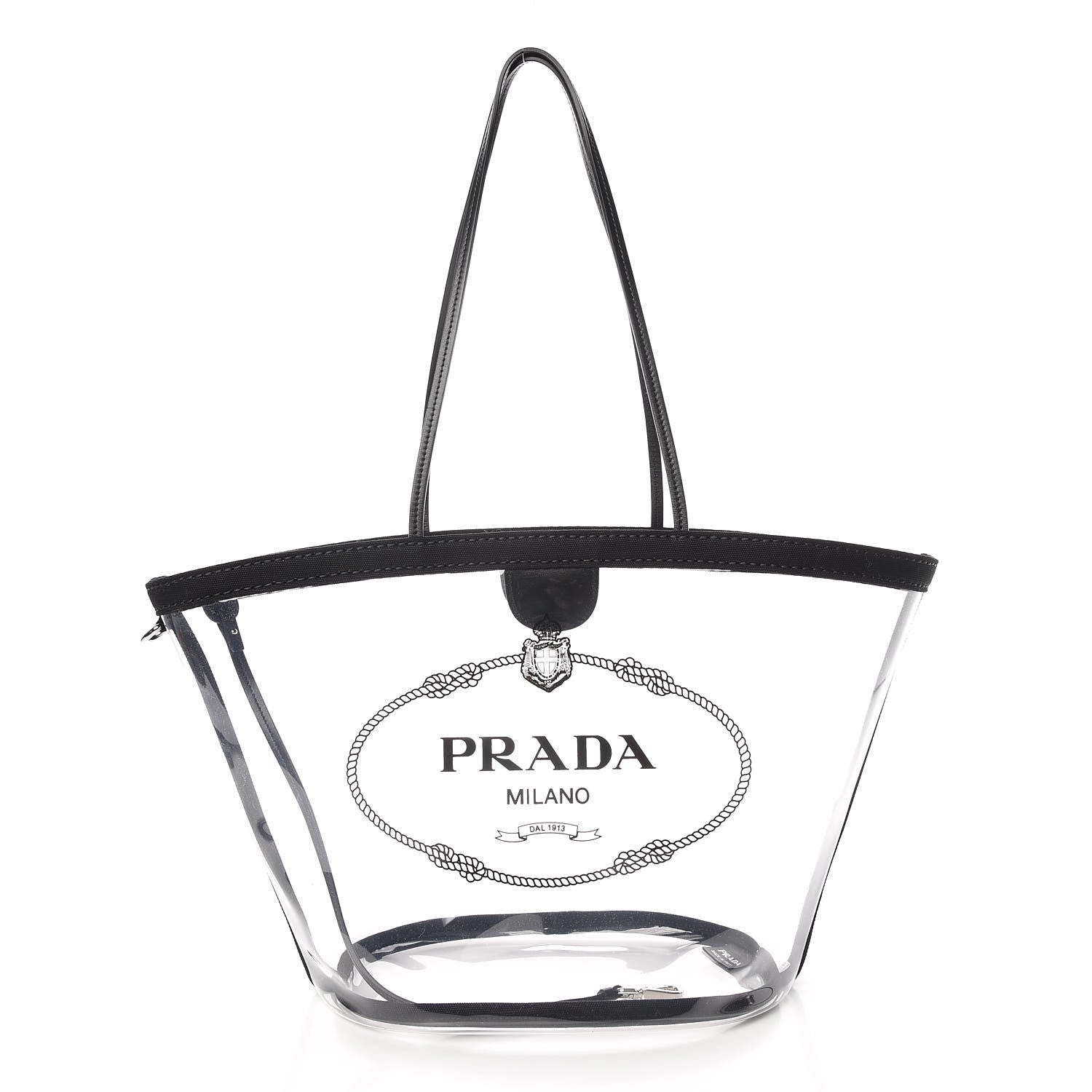 Prada Plexiglass Canapa Shopper Tote Black 3 of 9