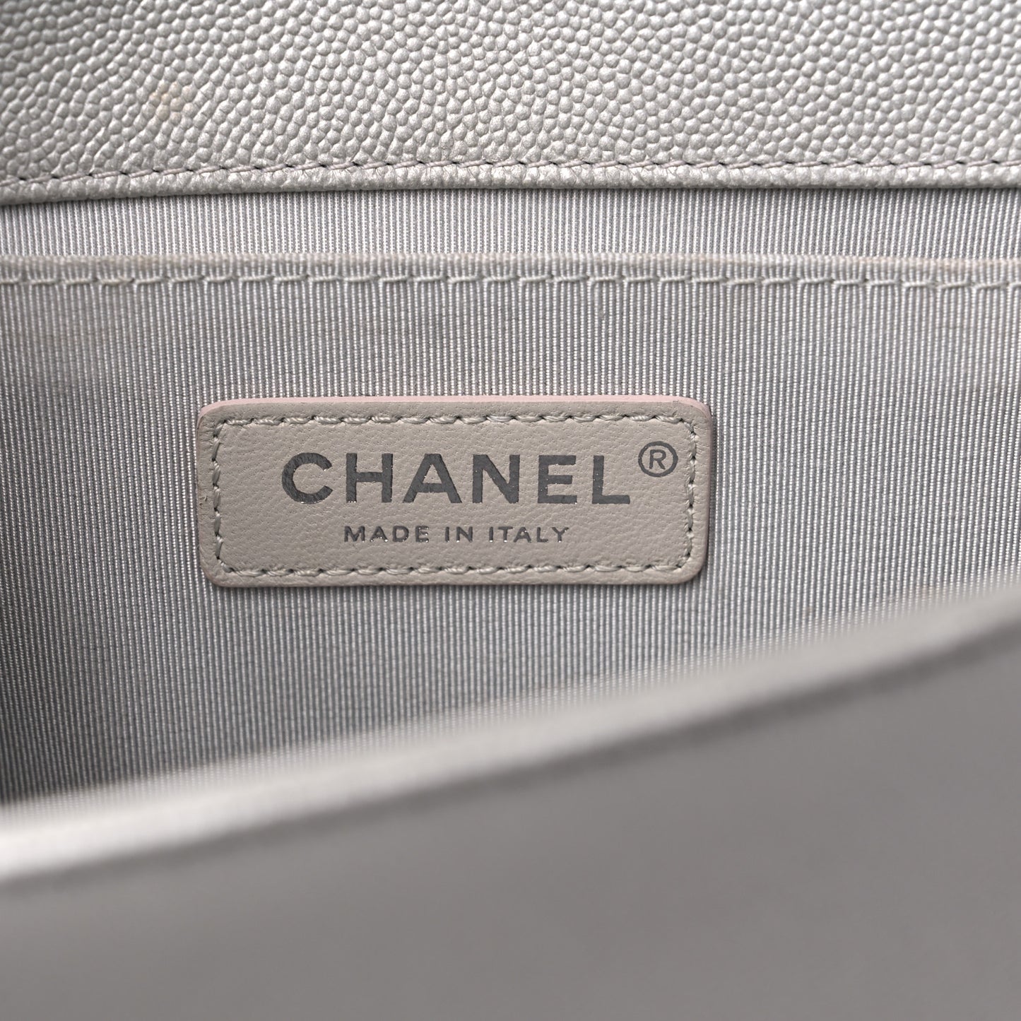 Metallic Caviar Quilted Medium Boy Flap Silver