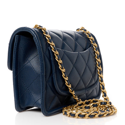 Chanel Caviar Quilted Mini Sweet Classic Flap Navy Blue 3 of 11