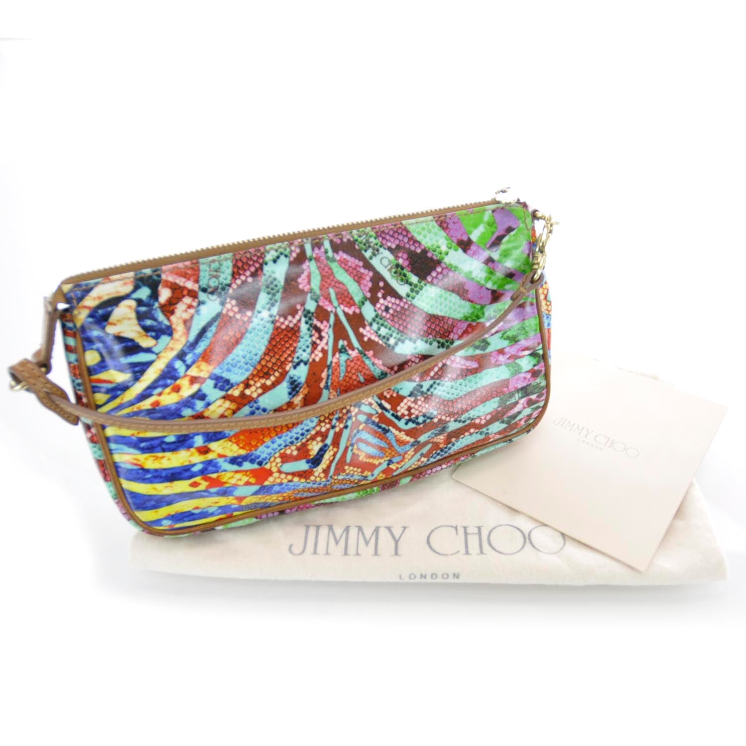 Jimmy Choo Glazed Canvas Exotic Print Clutch 3 of 11