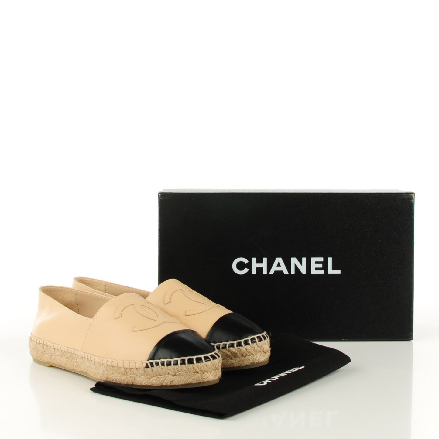 Lambskin CC Espadrilles 37 Beige Black
