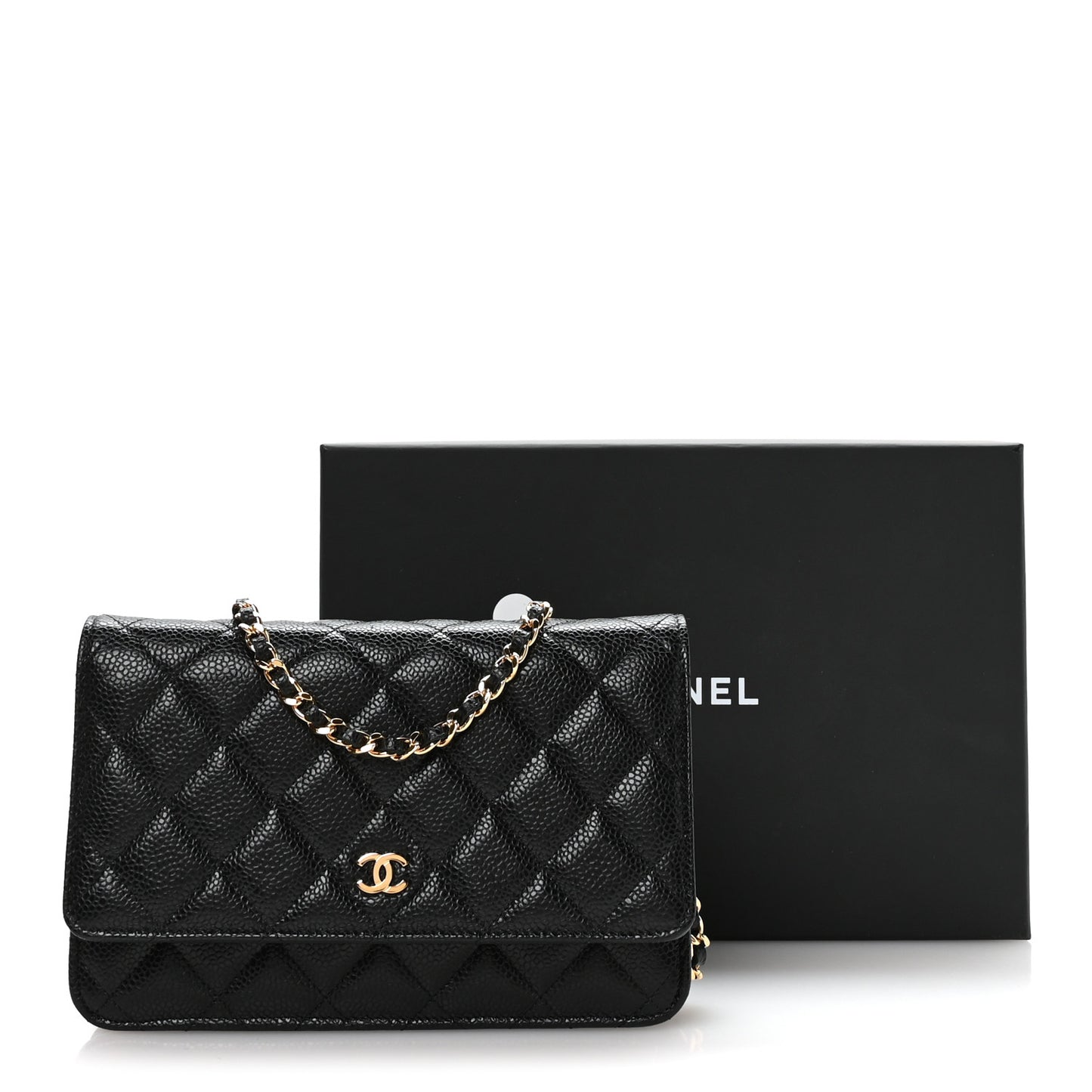Caviar Quilted Wallet On Chain WOC Black