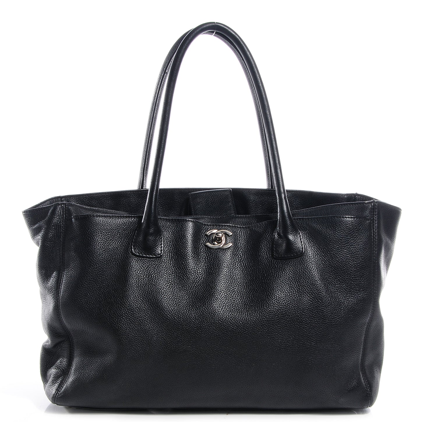Calfskin Cerf Executive Shopper Tote Black