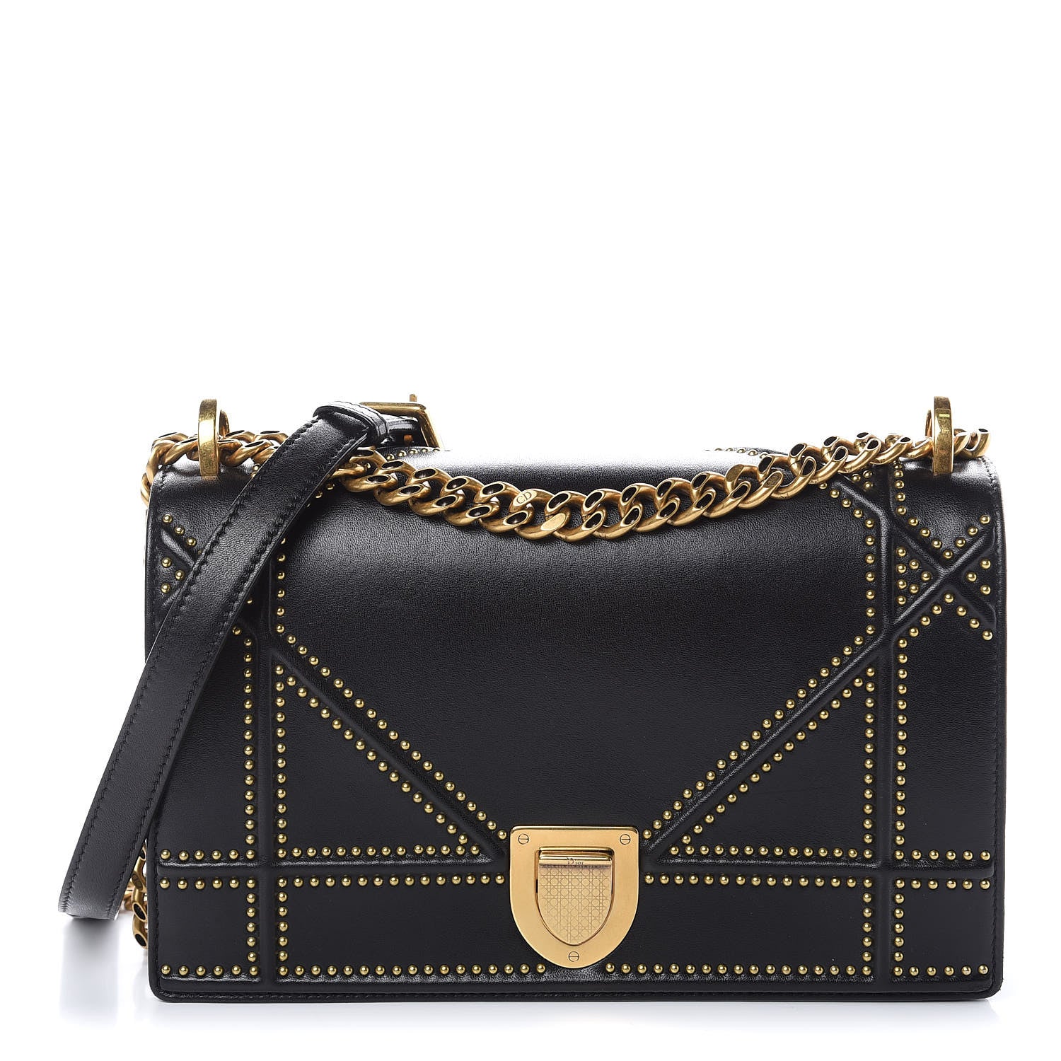 Christian Dior Lambskin Studded Medium Diorama Flap Bag Black 1 of 17
