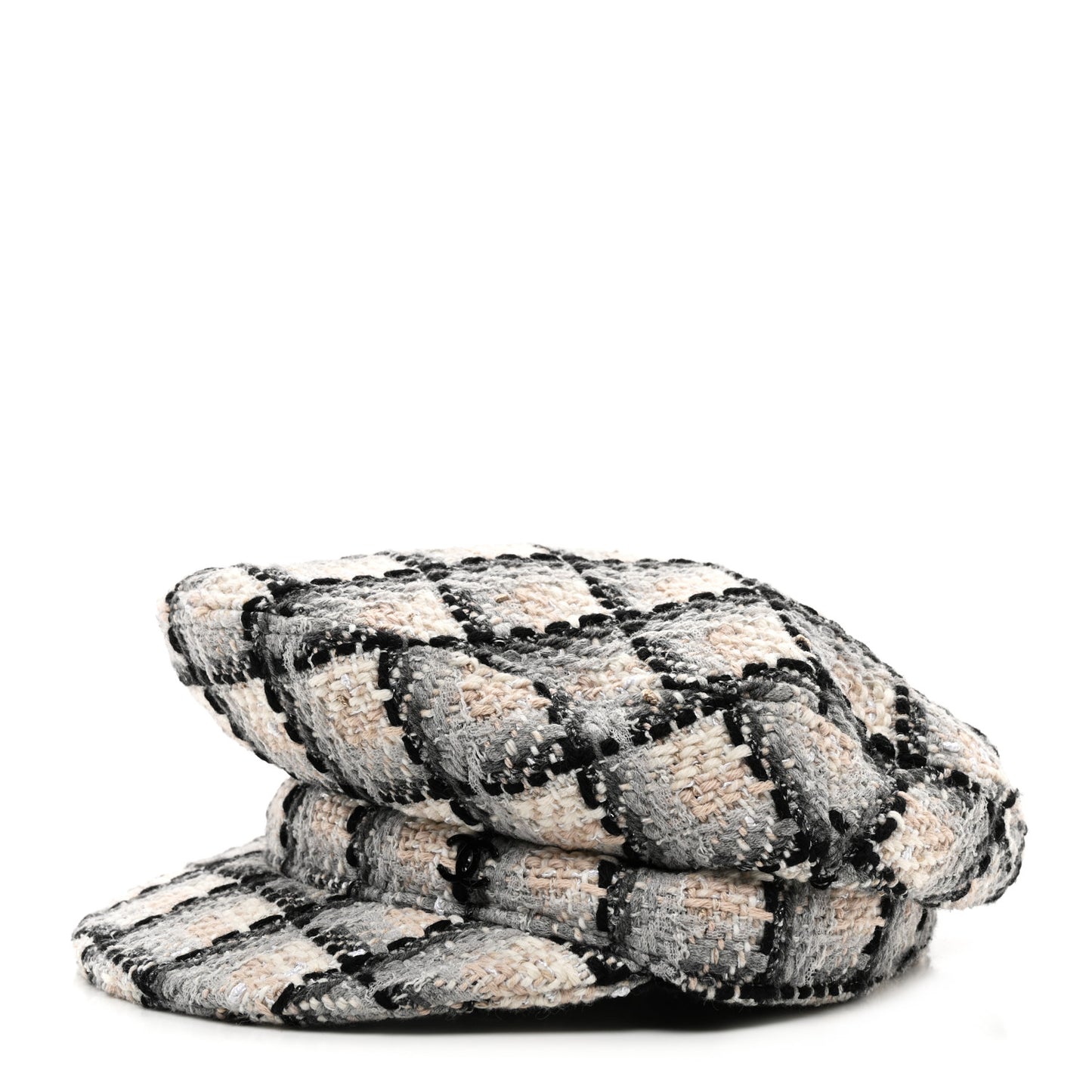 Cotton Tweed CC Beret S White Black Multicolor