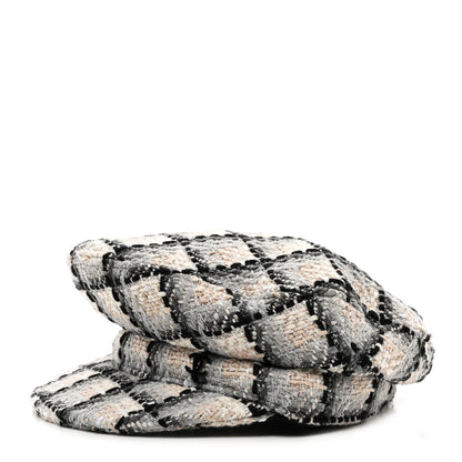 Chanel Cotton Tweed CC Beret S White Black Multicolor 1 of 8