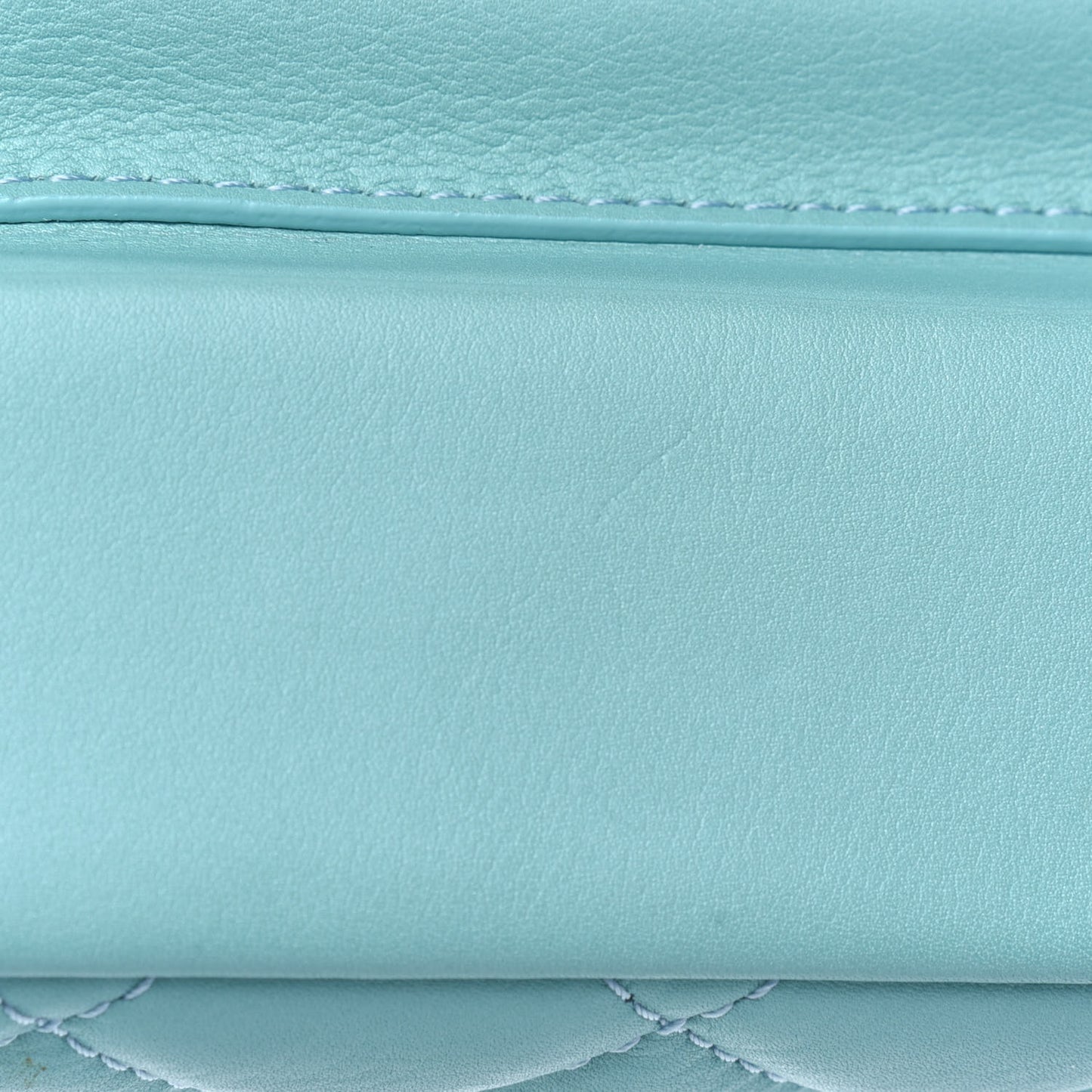 Calfskin Quilted Top Handle Flap Light Blue