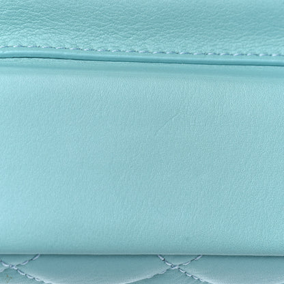 Chanel Calfskin Quilted Top Handle Flap Light Blue 13 of 13
