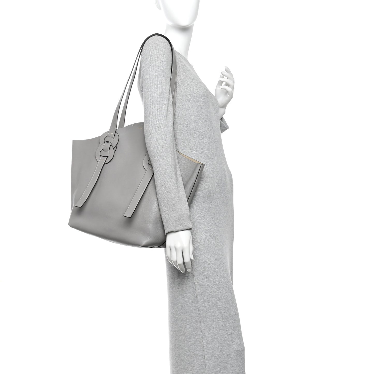 Small Grain Smooth Calfskin Medium Darryl Tote Motty Grey