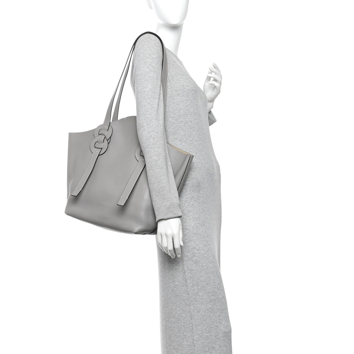 Chloe Small Grain Smooth Calfskin Medium Darryl Tote Motty Grey 2 of 10