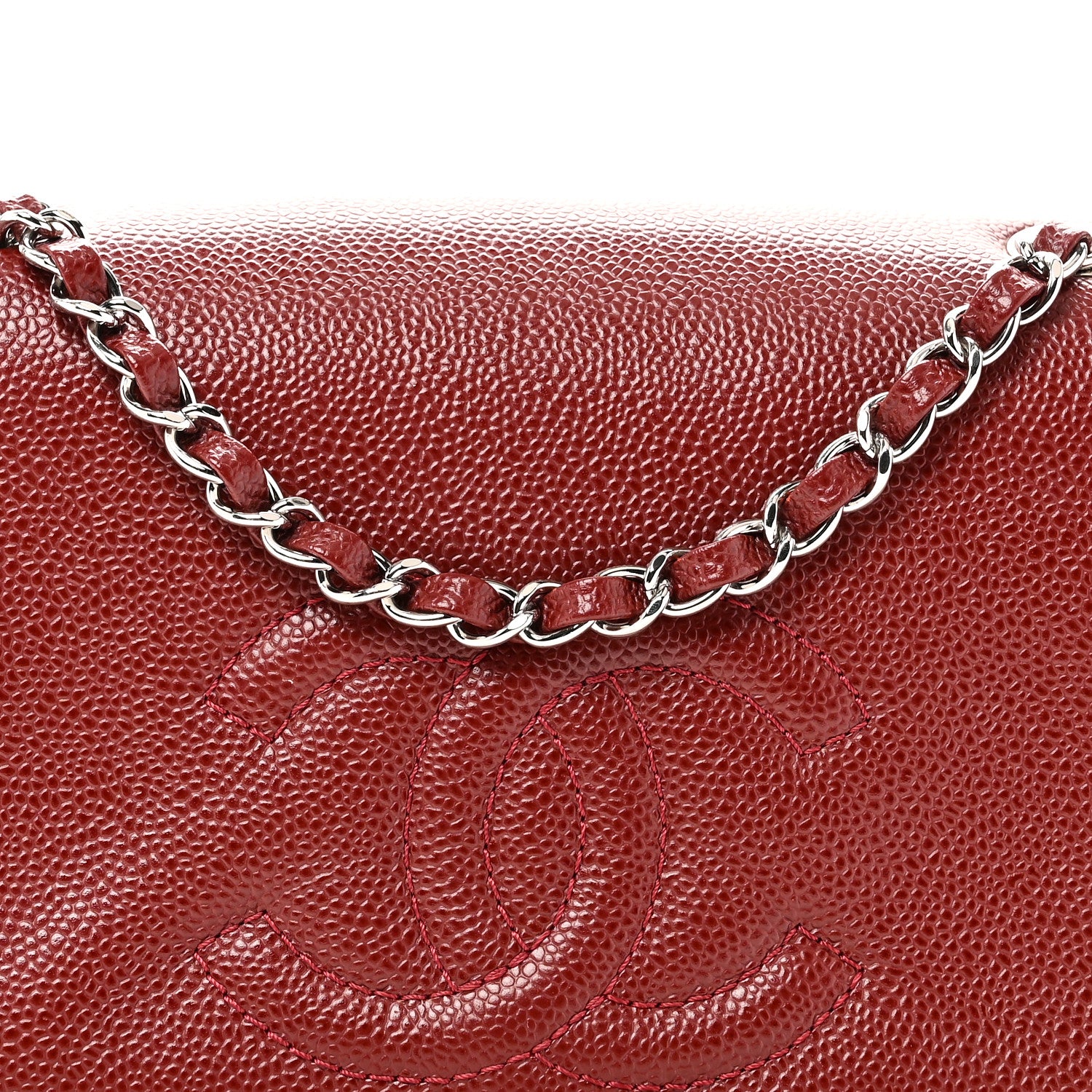Chanel Caviar Medium Timeless CC Flap Dark Red 8 of 11