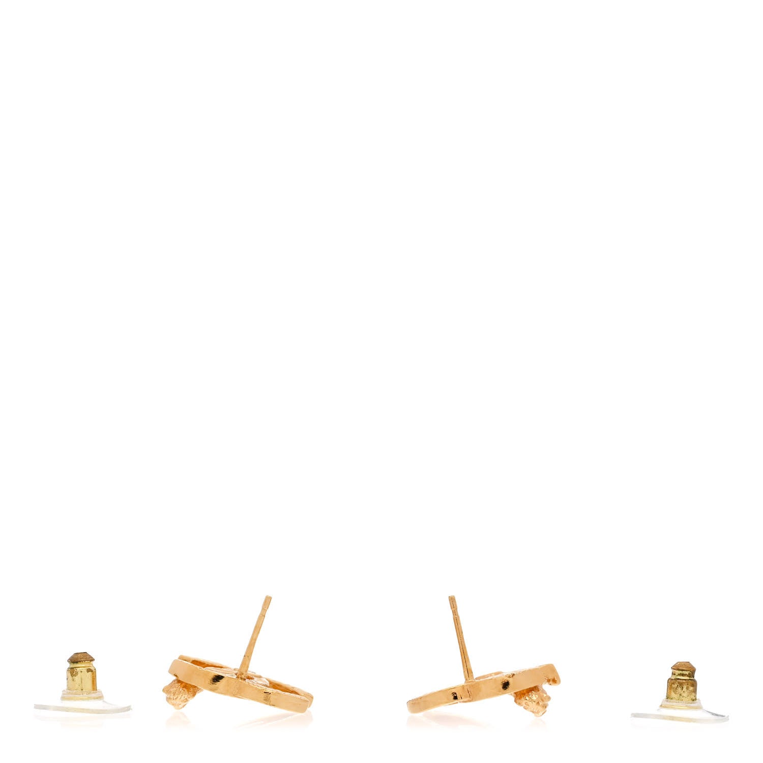 Chanel Metal Textured Lion CC Earrings Gold 3 of 4