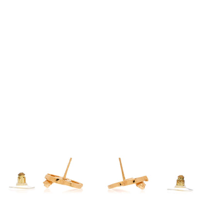 Chanel Metal Textured Lion CC Earrings Gold 3 of 4