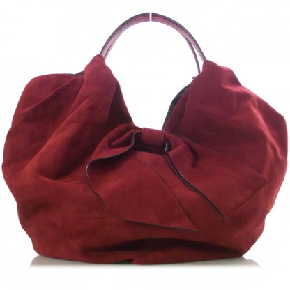 Valentino Garavani Suede Lizard 360 Bow Hobo Red 1 of 11