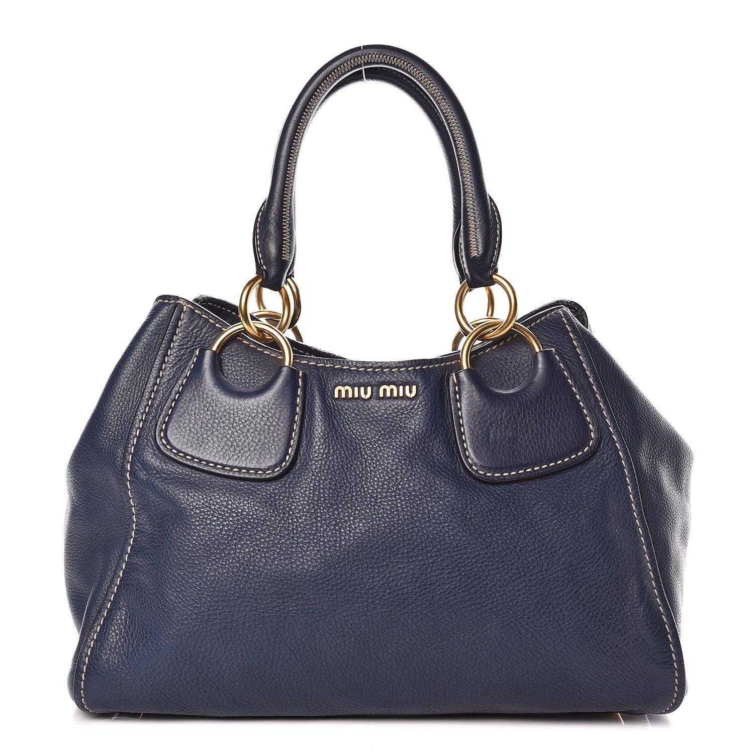 Miu Miu Vitello Shopping Tote Blue 1 of 15