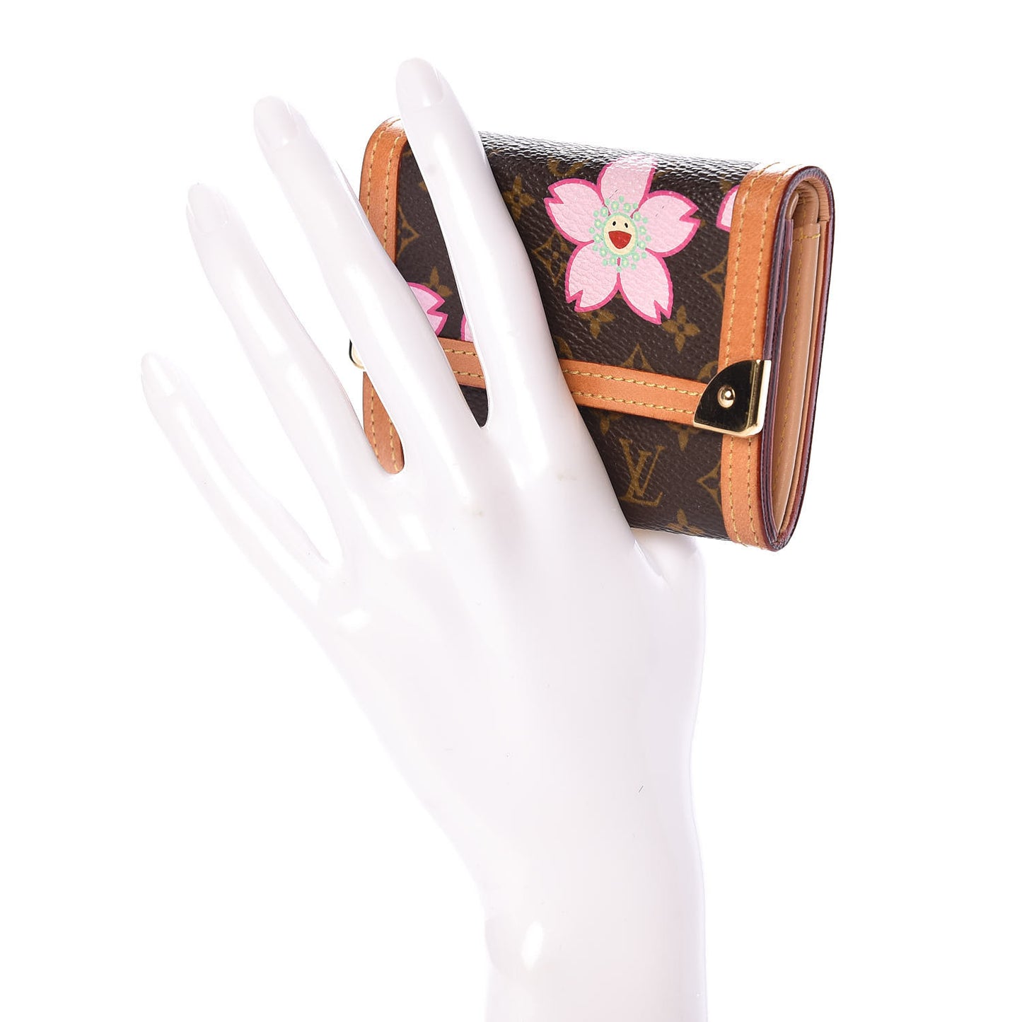 Monogram Cherry Blossom Porte-Monnaie Plat Coin Purse Brown