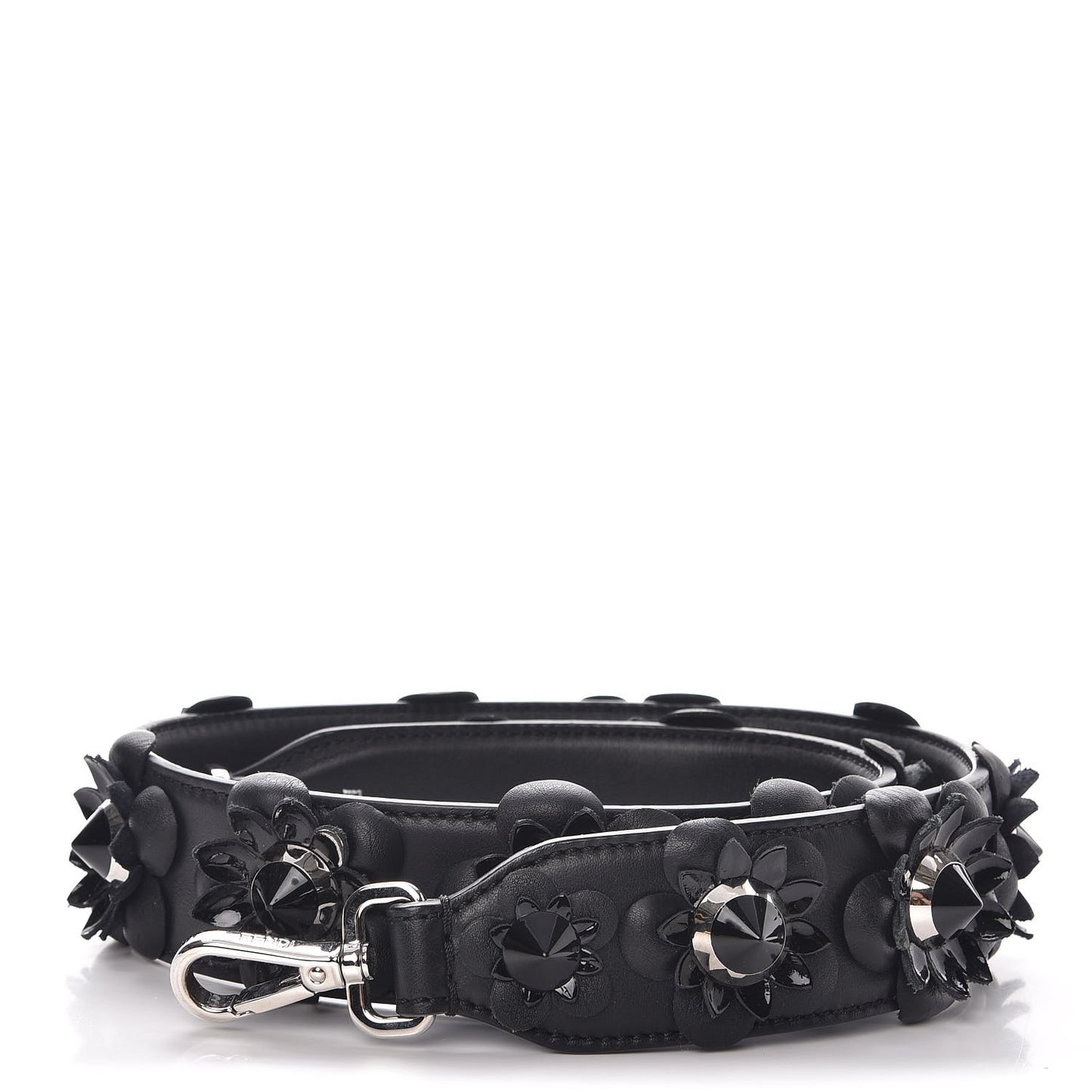 Vitello Dolce Nappa Patent Flowerland Studded Strap You Black