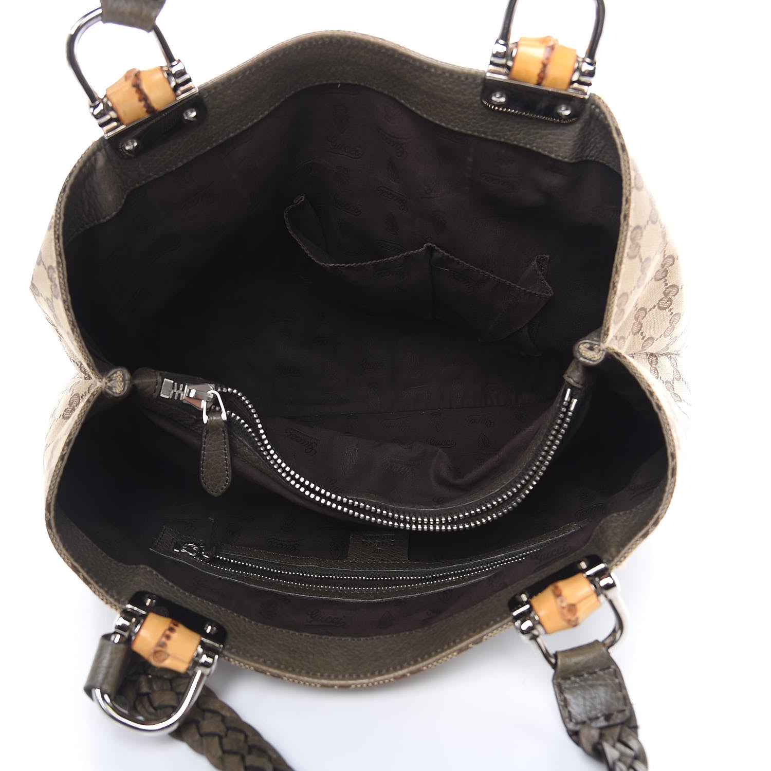 Gucci Monogram Medium Bamboo Bar Tote Olive 6 of 16