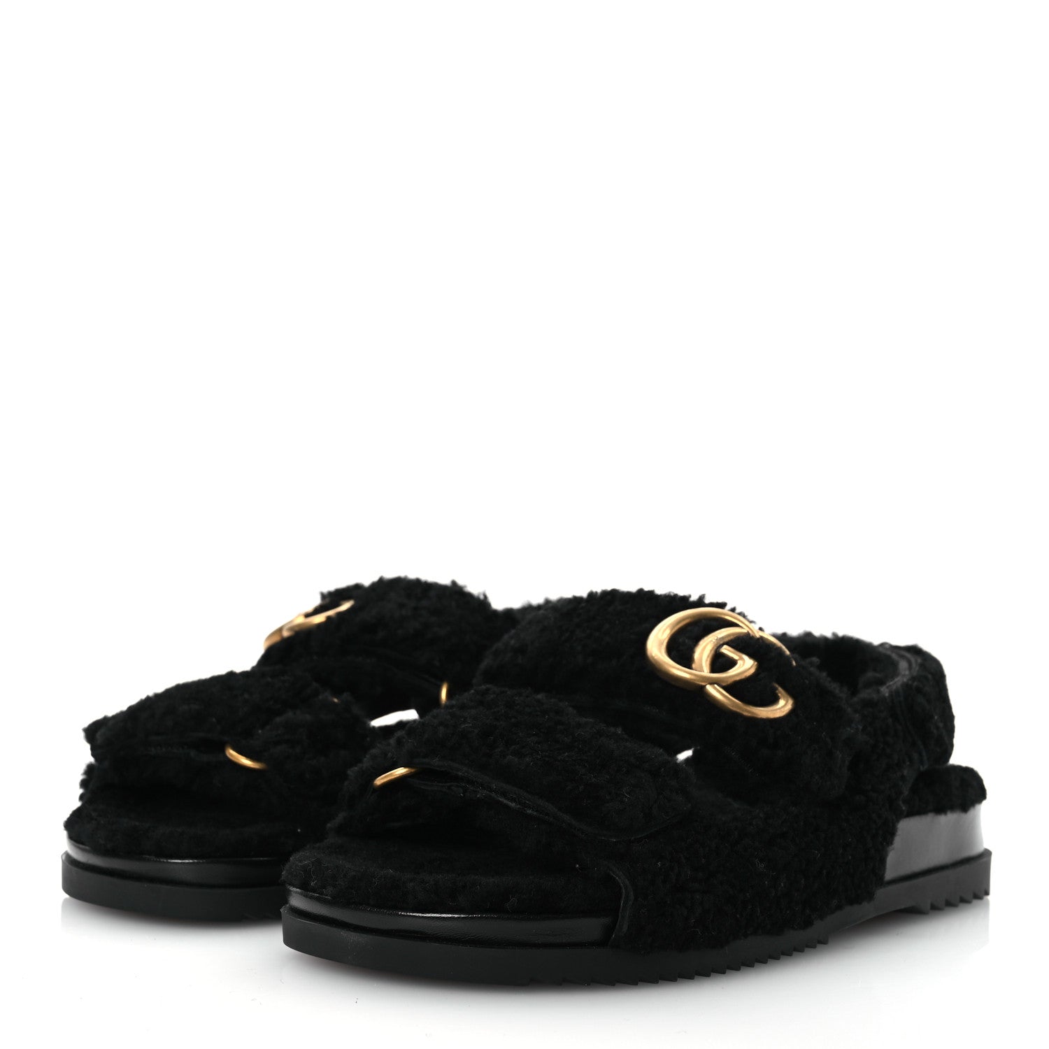 Gucci Merino Wool Interlocking G Dad Sandals 37 Black 4 of 12
