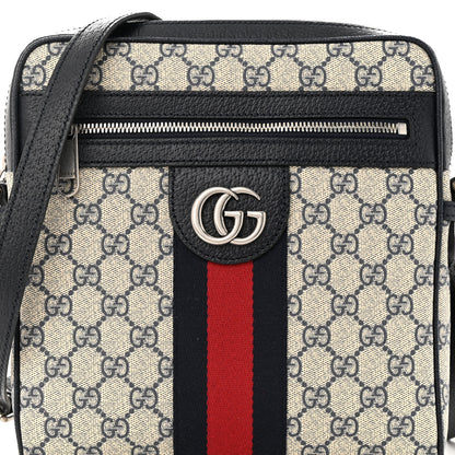 Gucci GG Supreme Monogram Textured Dollar Calfskin Web Small Ophidia Messenger Bag Beige Blue 8 of 11