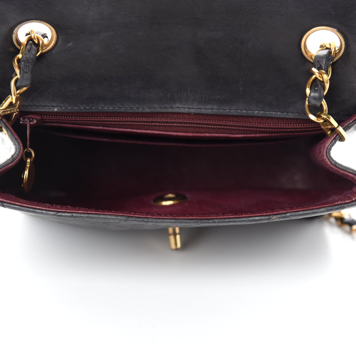 Lambskin Quilted Mini Square Flap Black
