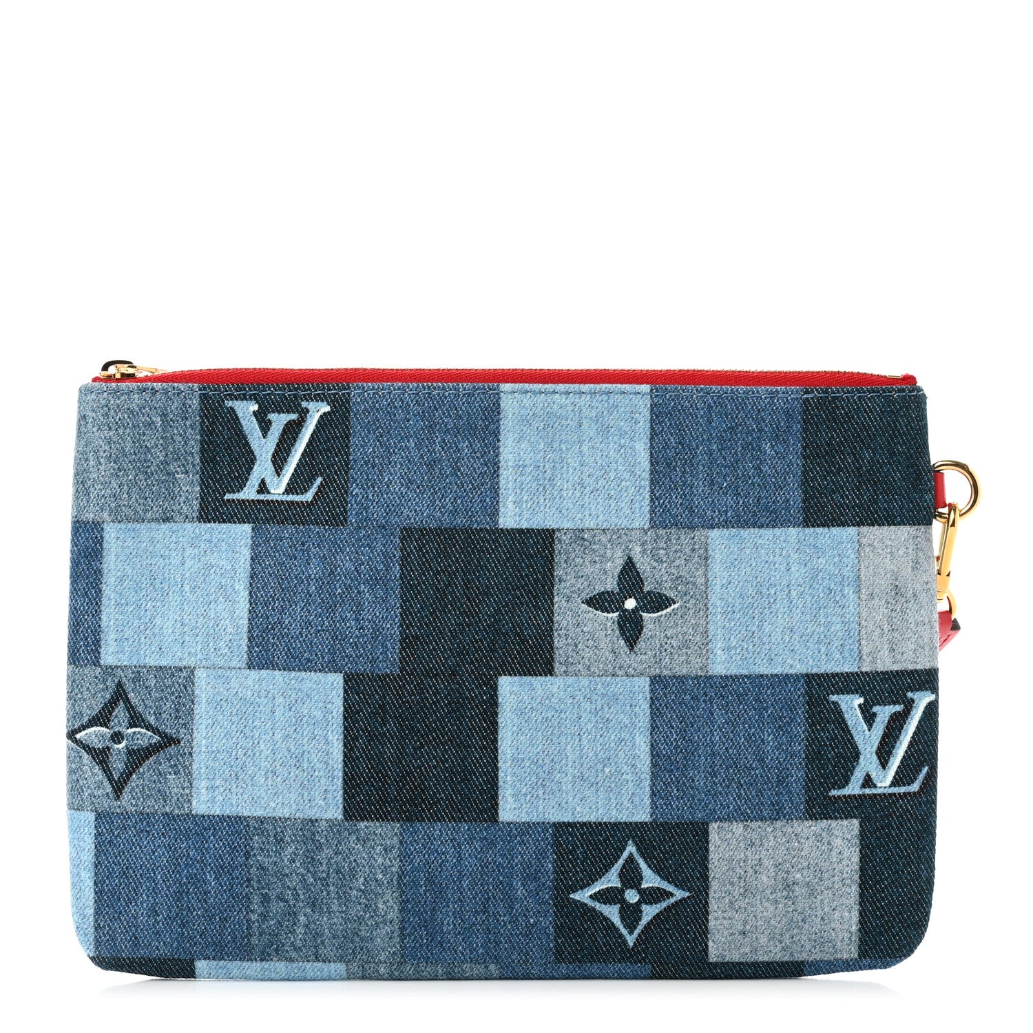 Louis Vuitton Denim Monogram Patchwork City Pouch Blue Rouge 1 of 7