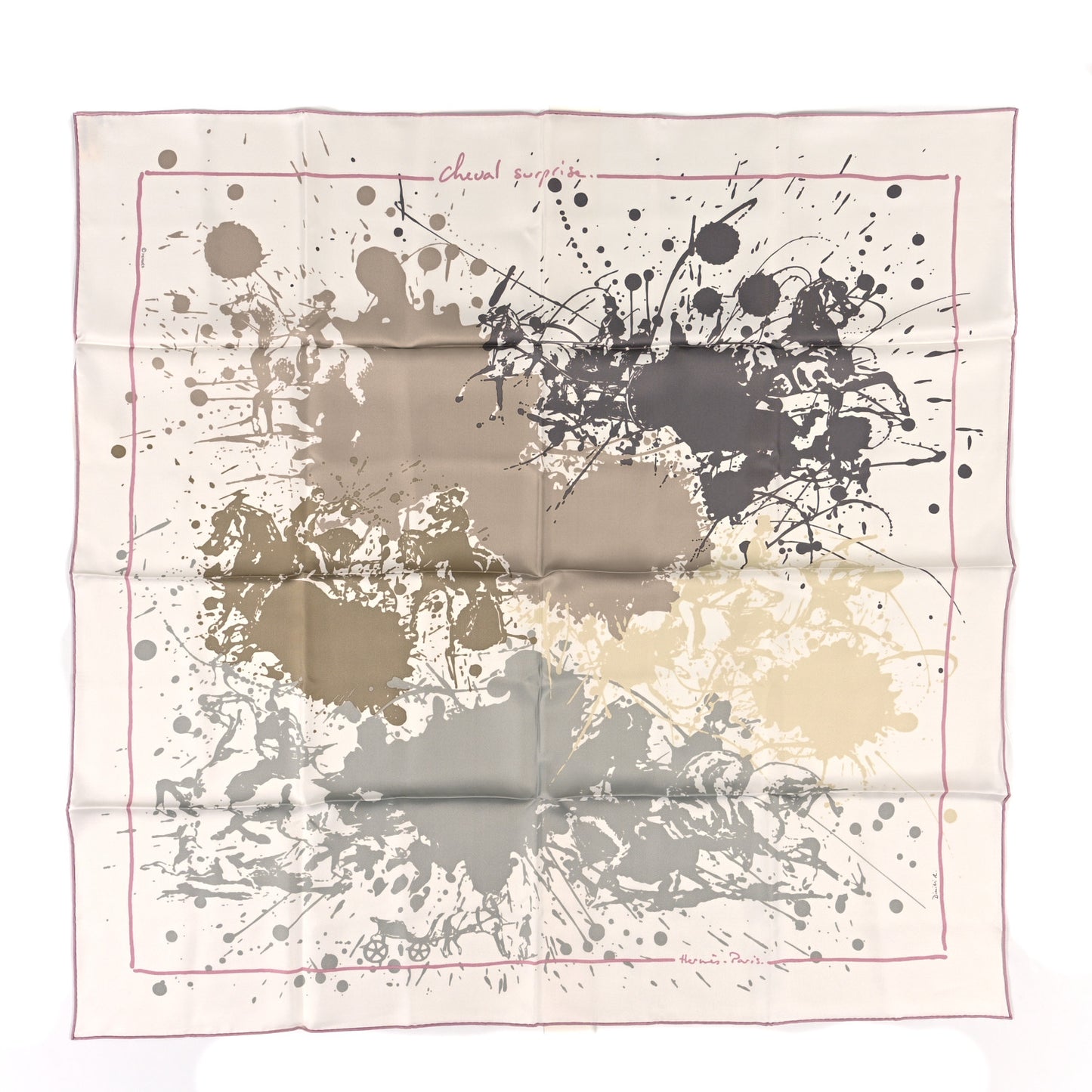 Silk Cheval Surprise Remix Scarf 90 White Mastic Argile