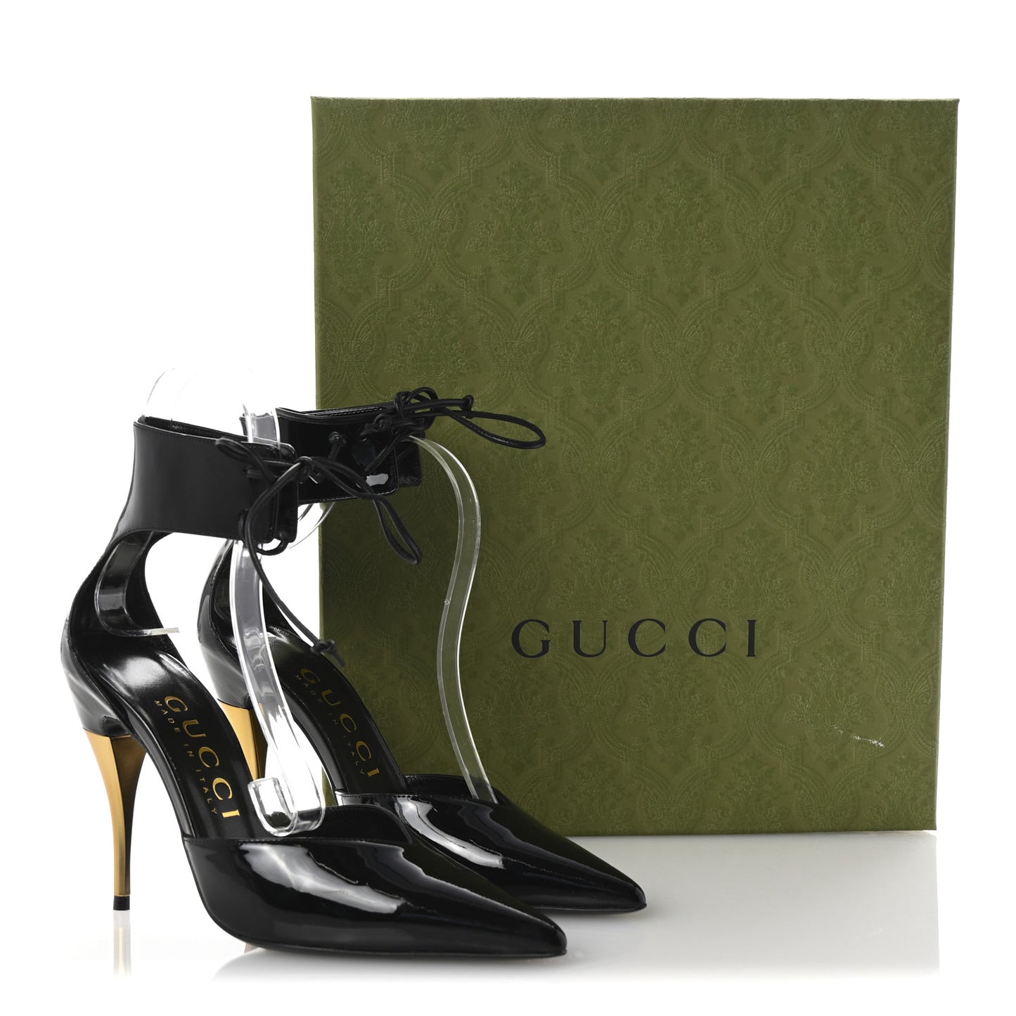 Vitello Vernice Soft Nappa Priscilla Ankle Cuff Pumps 37.5 Black