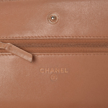 Chanel Lambskin Quilted Wallet on Chain WOC Dark Beige 6 of 17